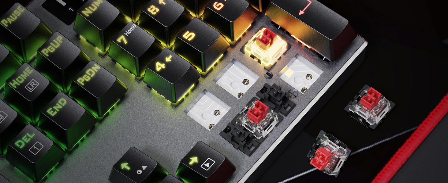 Redragon K660 RGB-ігрова клавіатура: 87 клавіш, TKL, механічна, з провідним підключенням, алюмінієва база, тихі червоні перемикачі