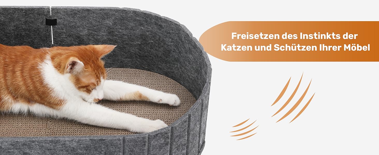 Кразбокс для котів FUKUMARU: диван з картону та фетру, 61 см, сірий