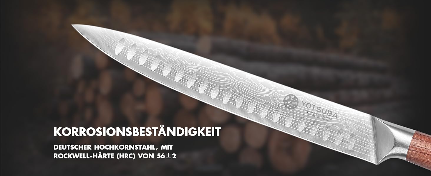 Японський кухонний ніж YOTSUBA 22 см - професійний ніж шеф-кухаря з високоякісної сталі, ергономічна ручка