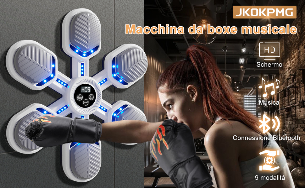 Bluetooth Wall-Mounted Boxing Machine with Music - 9 Modes, Electronic Punching Bag for Kids & Adults