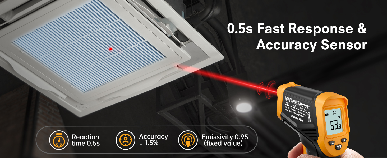 Інфрачервоний термометр Eventek -50°C до 600°C. Безконтактний цифровий лазерний термометр з підсвічуванням екрану. Для кухні, гриля, охолодження, промисловості. Базова комплектація