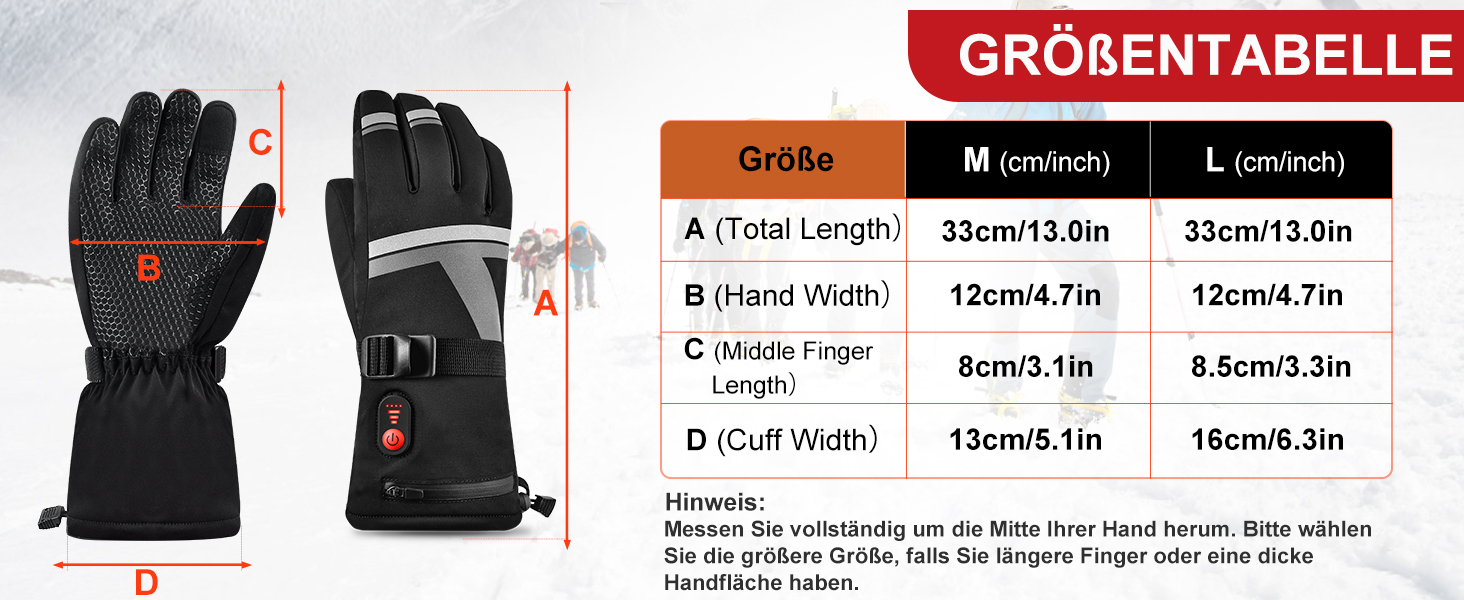 Електричні гріючі рукавички для катання на лижах, велосипеді та мотоциклі з акумулятором 7.4V 6400mAh, 3 режими нагріву, зимові рукавички