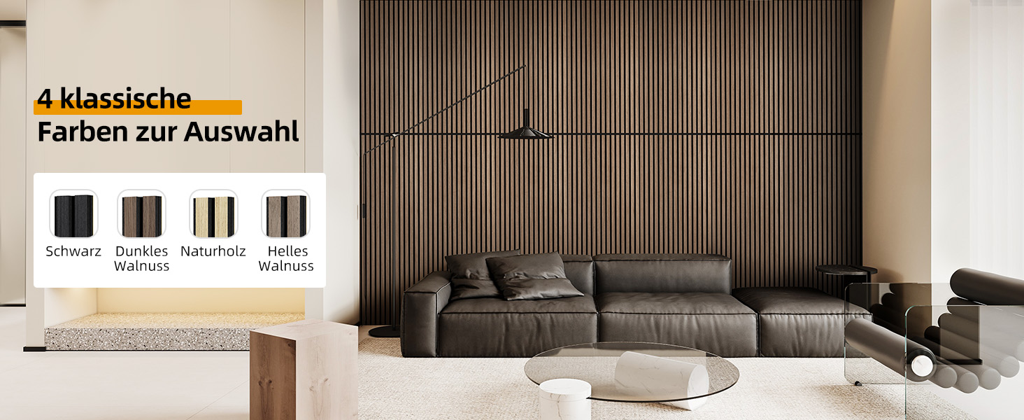 Акустичні настінні панелі JAMELO з шпоном дерева, самоклеючі 3D панелі для стін, стелі та дверей, колір горіх, 10 шт (30 x 15 x 1.2 см)