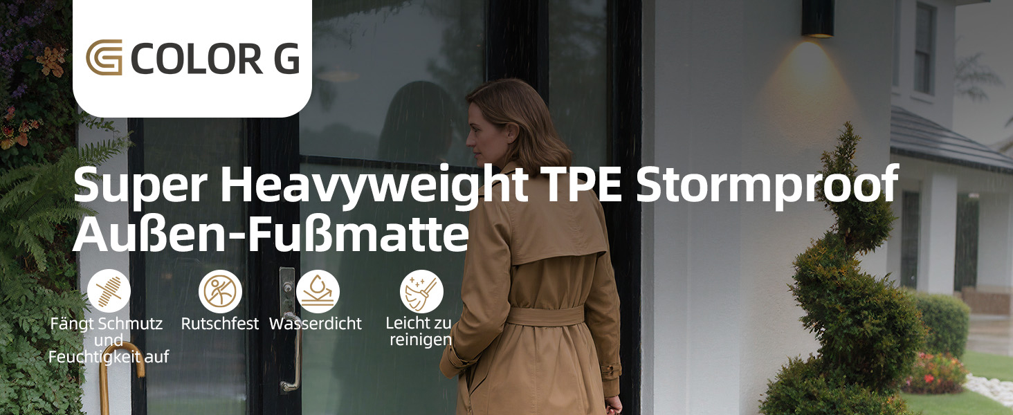 Килимок для порогу COLOR&GEOMETRY Null Geruch TPE, Heavy Duty, 43x75 см, чорний. Екологічний, не потребує обслуговування, антиковзаюча, для дому, тераси, гаража.