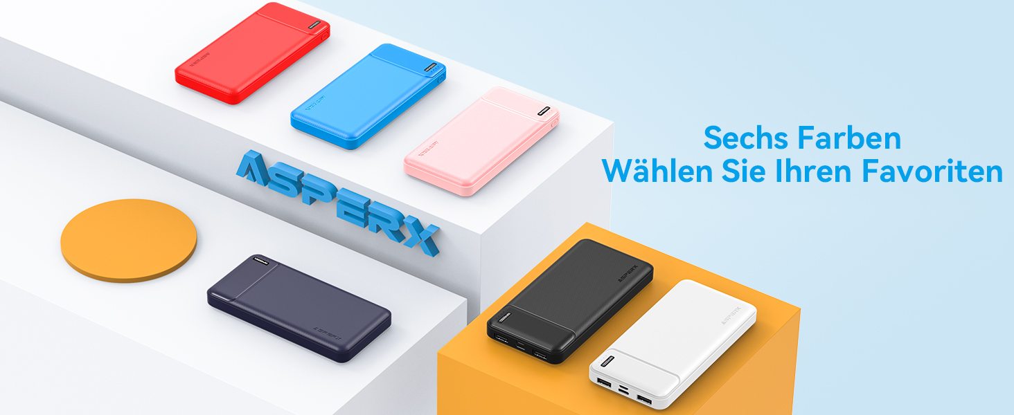 Power Bank AsperX 10000mAh (2 шт.) з USB-C, 4 порти, чорний+білий, для iPhone, iPad, Huawei, Tablet