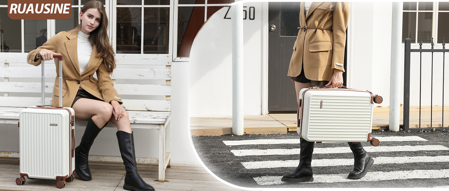 Валіза ручної поклажі з жорстким корпусом та 4 обертовими колесами, з TSA-замком (Сріблястий, 20 дюймів)