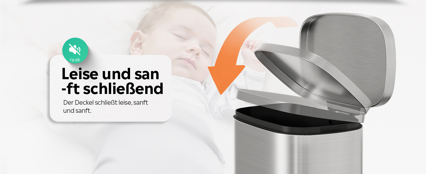 Відро для сміття WLIVE 50L з нержавіючої сталі з педальним механізмом та м'яким закриттям, для кухні, спальні, офісу, срібний
