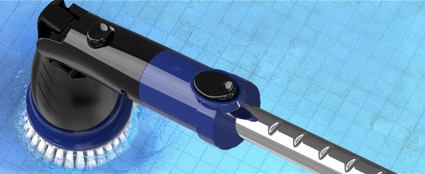 Електрична щітка для чищення, бездротова, 6 насадок, для кухні, авто, підлоги (чорно-синій)