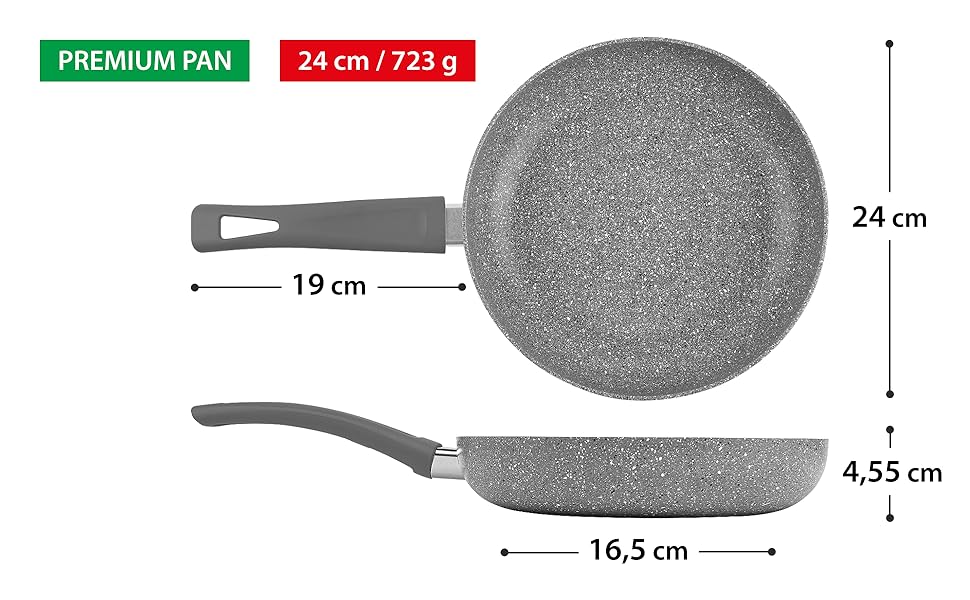 Сковорода антипригарна GadHome 20 см, чорна | Для індукційної плити | Алюмінієва сковорода з ергономічною ручкою | Без PFOA для здорового приготування їжі | Можна мити в посудомийній машині