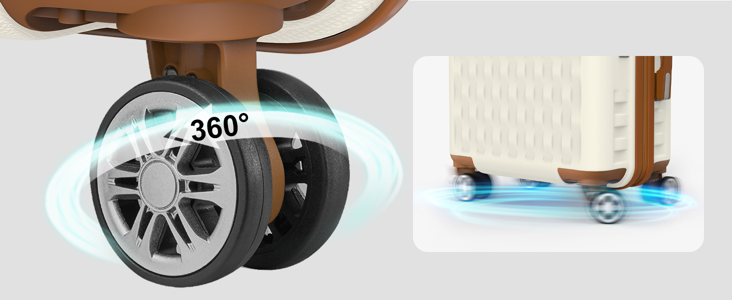 Набір валіз Melalenia 7 предметів з жорстким корпусом, легкий, на 4 колесах з TSA-замком. Включає косметичку, сумку для подорожей та кулькову косметичку (білий, 53 см, ручна поклажа 4 предм.)