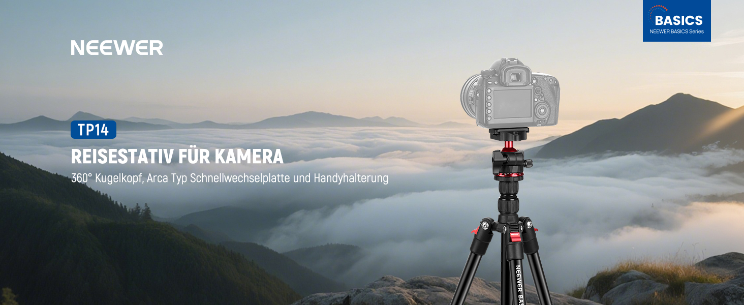 Штатив для камери NEEWER BASICS 77' з моноподом, кульковою головкою 360° та пластиною Arca QR, компактний, легкий, з алюмінію, для подорожей, відеозйомки, максимальне навантаження 6кг (TP14)