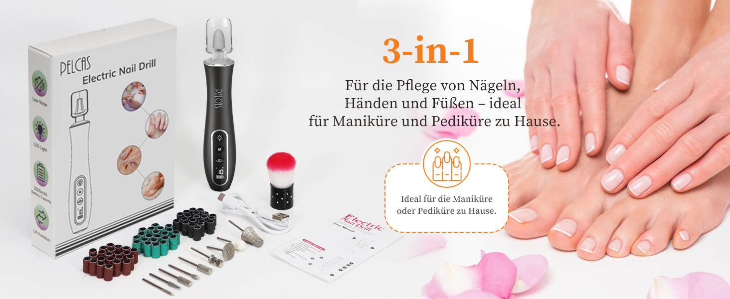 Електричний набір для манікюру PELCAS з LCD екраном: професійний шліфувальник нігтів для людей та домашніх тварин