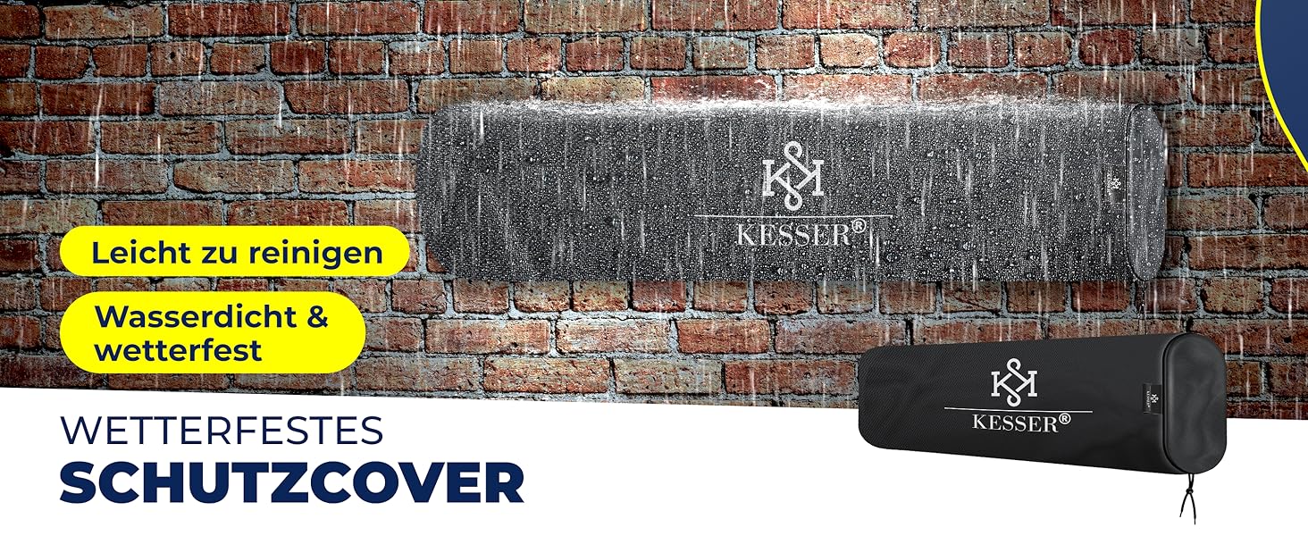 Інфрачервовий обігрівач KESSER® 2500W з пультом керування, 3 режими, миттєвий нагрів, кріплення на стіну, для тераси, кварцовий, з захисним чохлом, таймер, антрацит