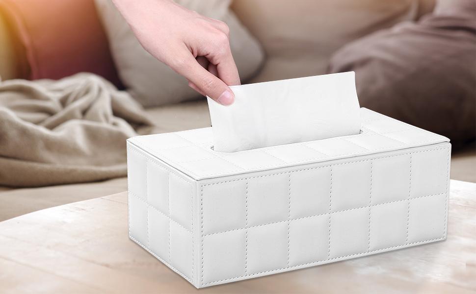 Коробка для серветок прямокутної форми KINGFOM™ для дому, офісу, авто (білий, коричневий)