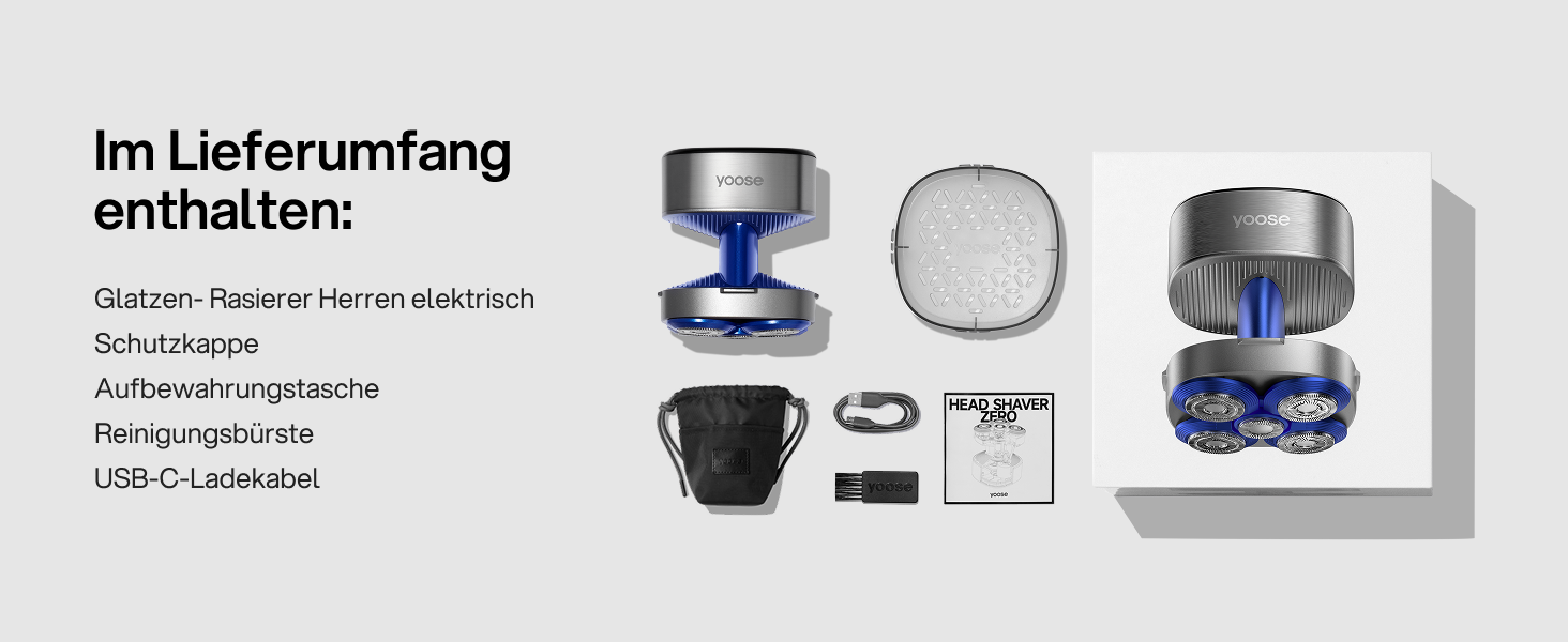 Електричний чоловічий верстат для гоління Yoose Glatzen з 5 лезами, IPX7, 90 хв роботи, USB-C, PID-регулювання
