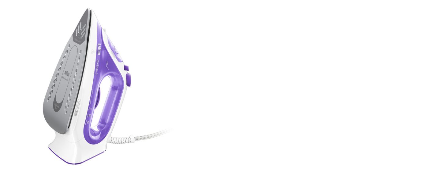 Праска Braun FreeStyle 3 FI3124 PU з технологією FreeGlide 3D, керамічна підошва SuperCeramic, Ultimate FastClean, автовимкнення, вертикальне прасування, фіолетовий (2350 Вт)