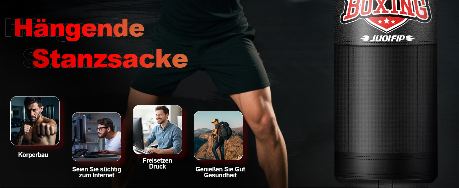 Набір для боксу Boxsack-Set для дорослих, 120 см, з боксерськими рукавичками 12oz, для MMA, карате, кікбоксингу, боксу, муай-тай, тренувань вдома та у фітнес-клубі. Важкий боксерський мішок (не заповнений)