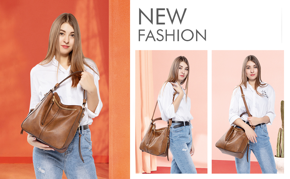 Жіноча сумка-шопер Realer середнього розміру, чорна (L) - PU шкіра, для роботи, офісу, покупок, вінтажний стиль Hobo