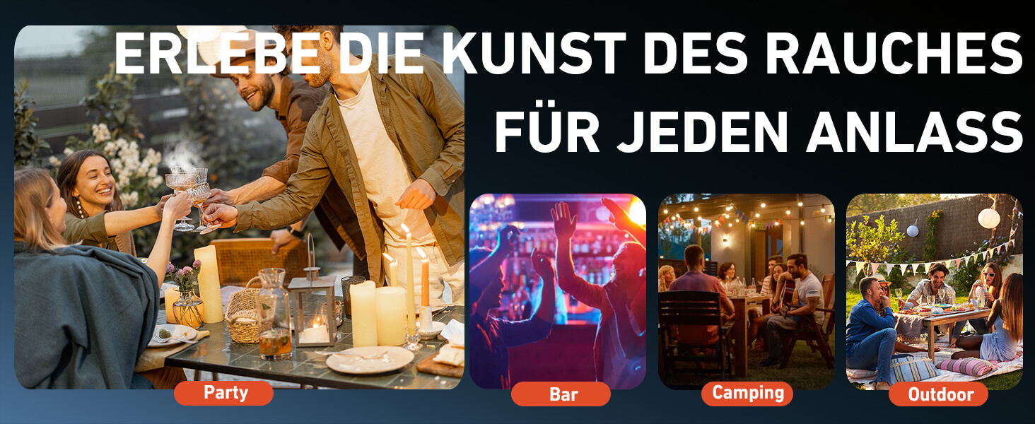 Електричний набір для копчення віскі з 6 дерев'яними чіпсами, перезаряджуваний набір для копчення з вбудованим запальником, без бутану, ідея подарунка для чоловіків, батька, чоловіка або друга, з LED-підсвічуванням, блакитний, EU