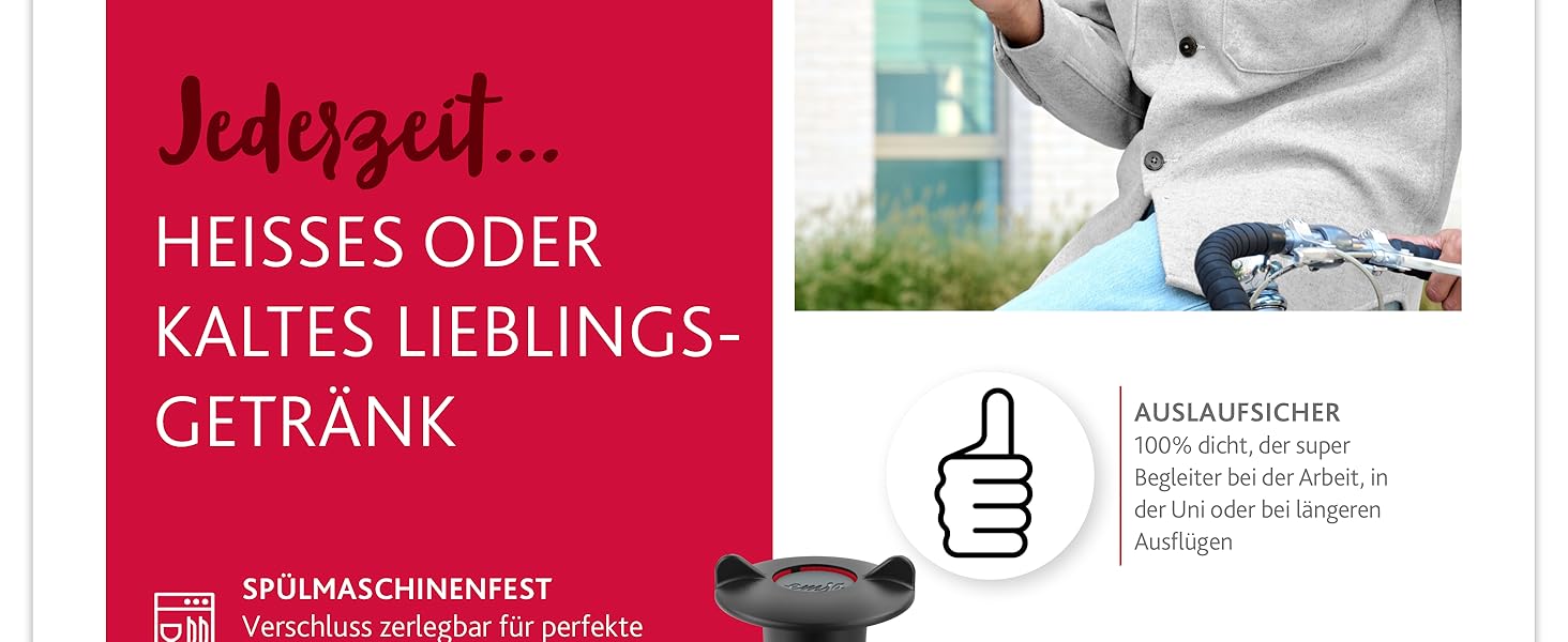 Термокружка Emsa N20202 Travel Mug Classic, 0.36 л, нержавіюча сталь, чорна | Зручний гвинтовий закриття, 4 год гаряче та 8 год холодне, 100% герметична, для миття в посудомийній машині, 360° отвір для пиття