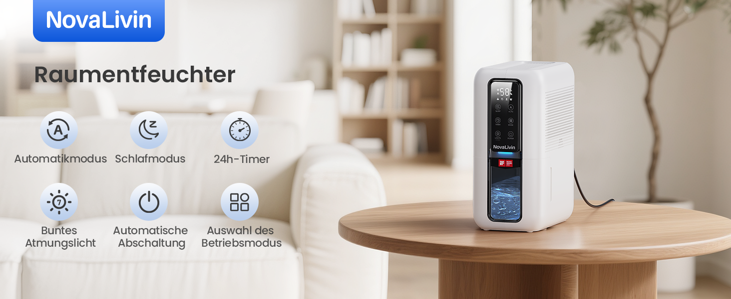 Електричний осушувач повітря з 2L резервуаром для води, автоматичне вимкнення та регулювання вологості, для ванної кімнати, спальні, шафи (білий)