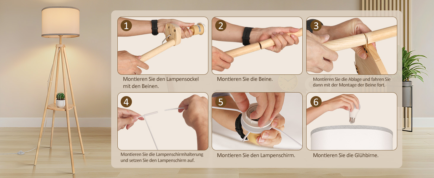 Стійка лампа для вітальні з полицею, диммування 2700K-6500K, дерев'яний каркас, з полицею та пультом дистанційного керування. Стійка світло для вітальні, спальні, офісу, дерево