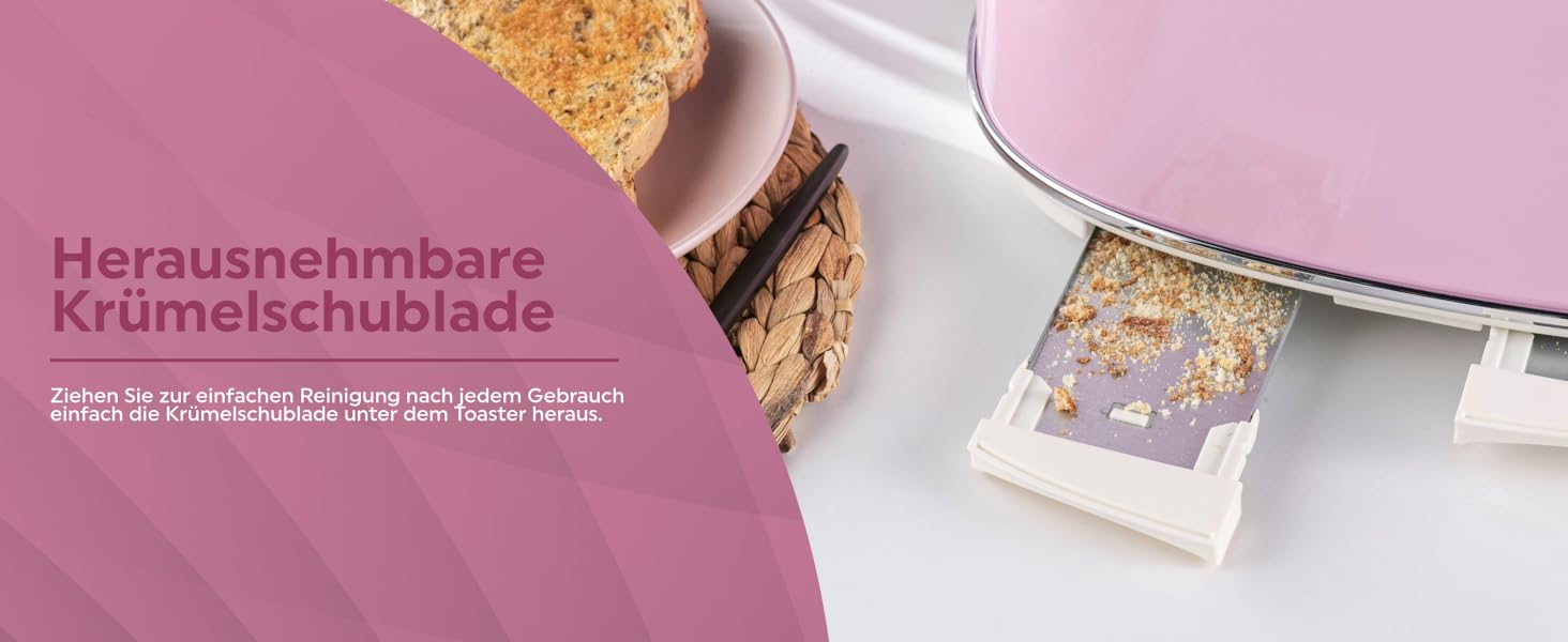 Тостер Salter Retro 4-х секційний, 1,7 л, 3 кВт, рожевий, з фільтром від накипу, бездротовий, з індикатором рівня води та процесу приготування