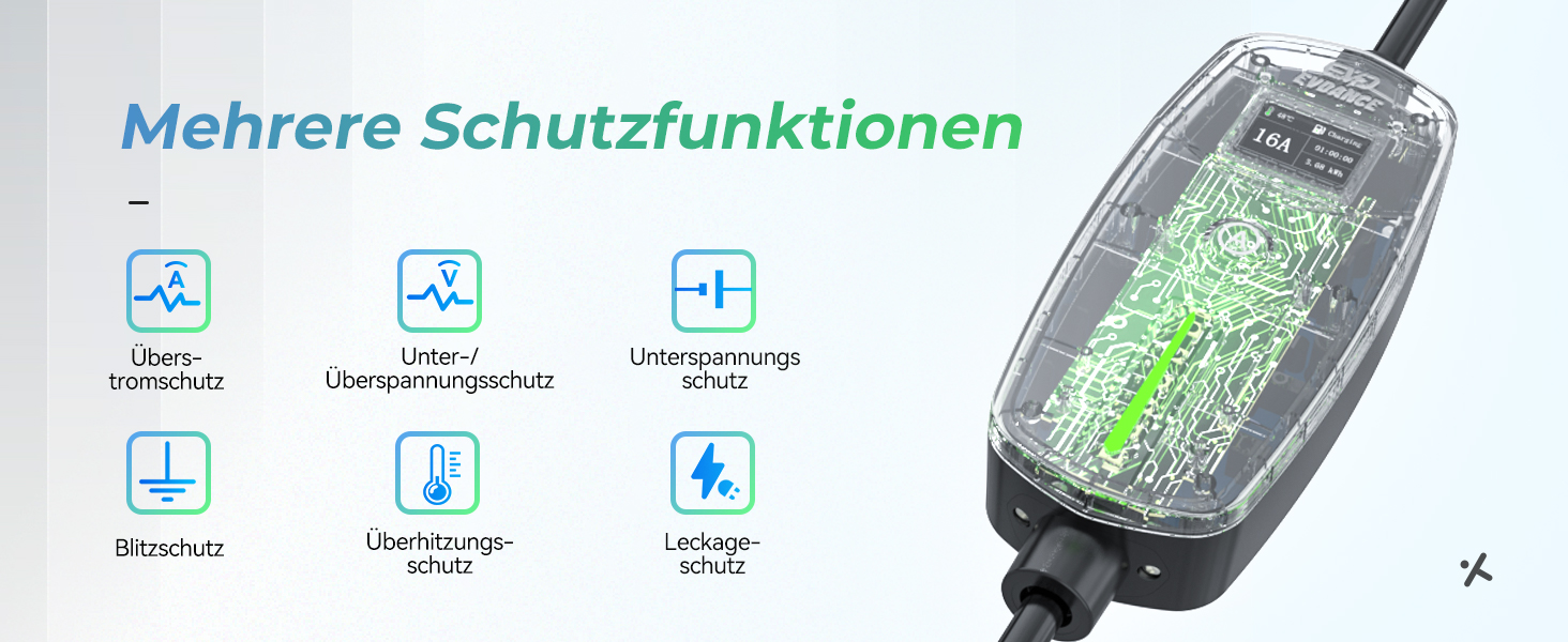 Кабель для зарядки електромобіля Type 2 Schuko, 3.68kW, 6.1м, 6-16A (чорний)