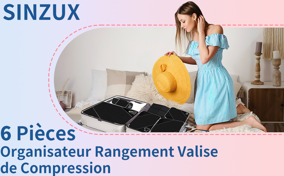 Органайзер для валізи, набір 6 шт. (Compression Packing Cubes), чорний