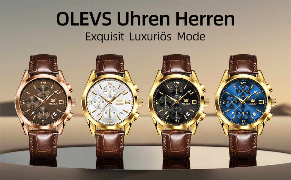 Чоловічий годинник OLEVS Vintage з шкіряним ремінцем, великий циферблат, водонепроникний, аналоговий годинник з датою, коричневий циферблат/коричневий ремінець