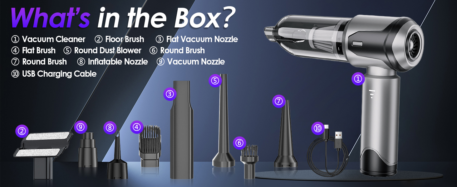 Бездротовий ручний пилосос Unipampa 16000PA, 100W, 6000mAh, для дому, авто, офісу, видалення шерсті тварин (сірий)