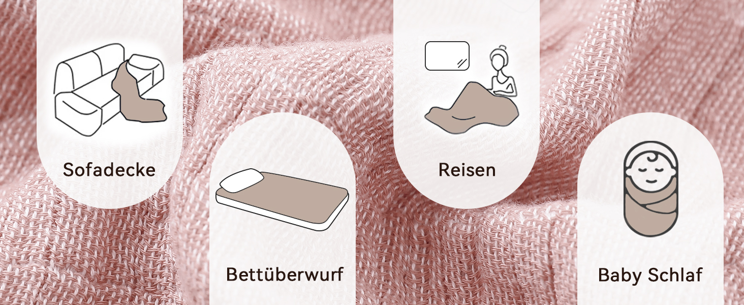 М'яка ковдра Softexly з бавовни 100%, 4-шарова муслінова ковдра, плед для ліжка, дивана, інтер'єру. Плед Softexly 130x150 см (білий, оранжевий, 150x200 см)