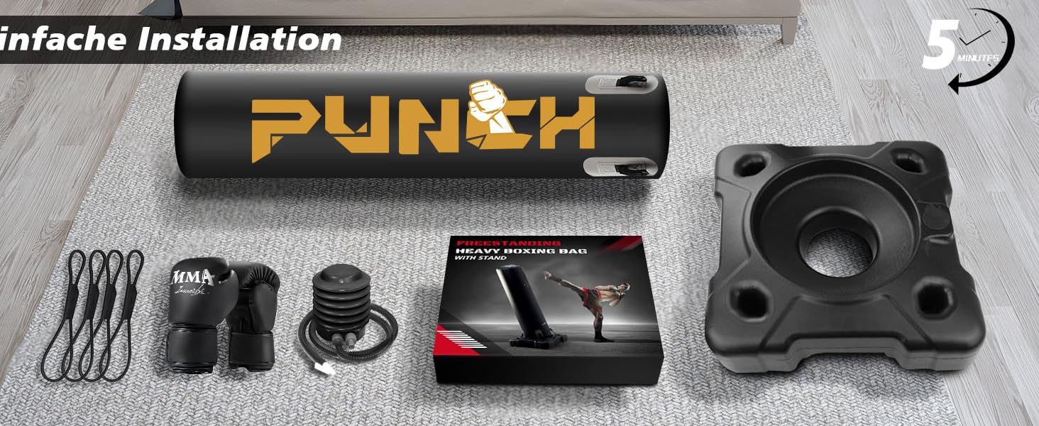 Важкий боксерський мішок зі стійкою для дорослих, підлітків та дітей. Комплект для кікбоксингу та ММА. Ідеально для домашнього фітнесу.