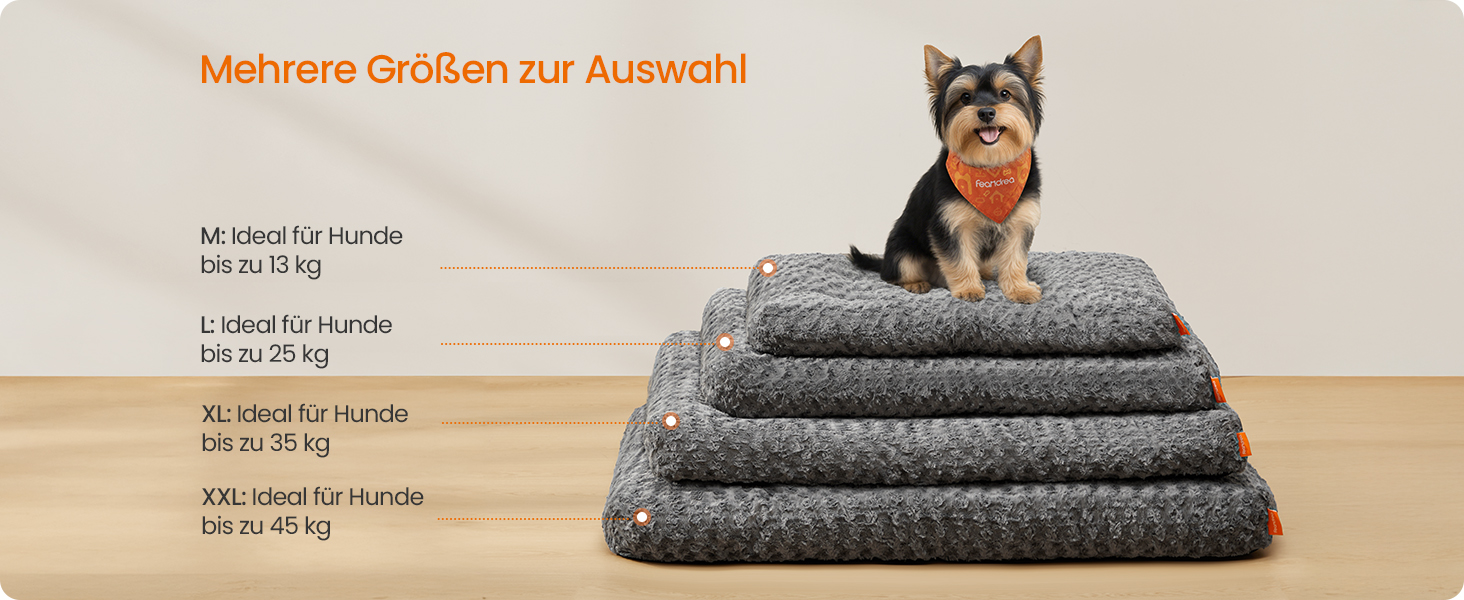 Ліжко для собак Feandrea, XL, для великих собак, м'яка подушка, плюш, 110 x 73 см, з м'яким наповнювачем, можна прати, неслизьке, сірий PGW293GN01 (M (80 x 50 x 10 см))