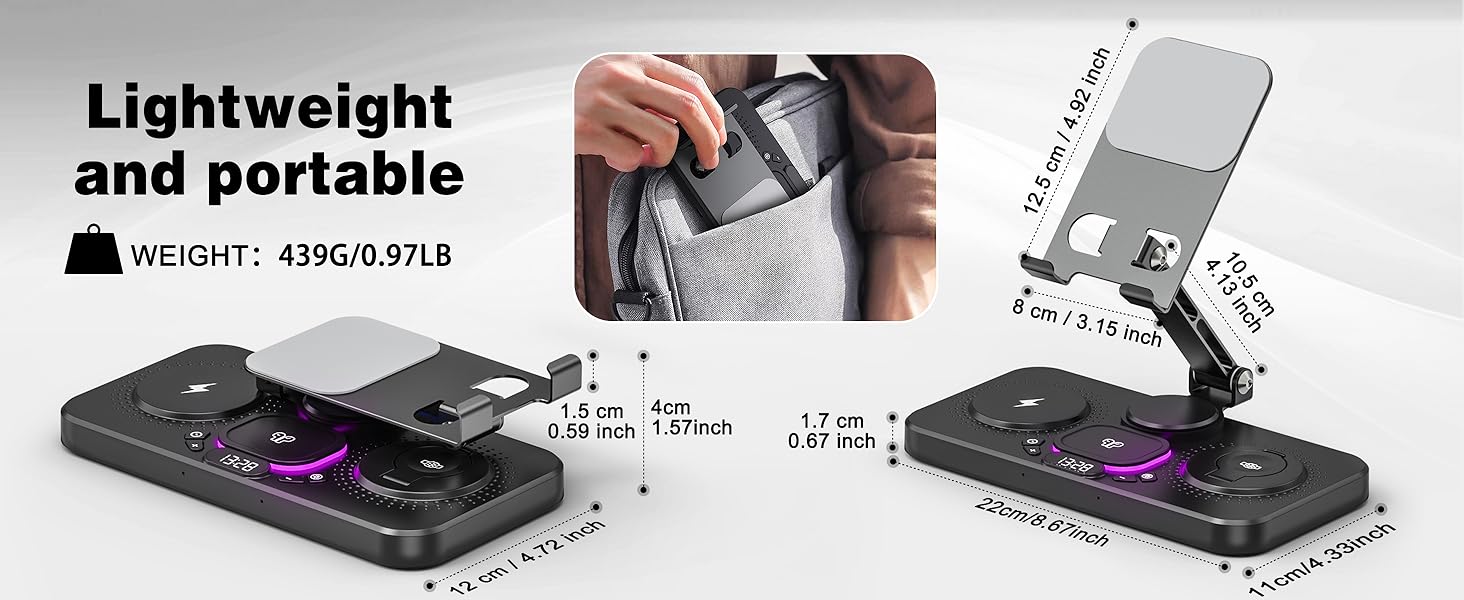 Бездротова зарядна станція 4-в-1 для iPhone, складаний тримач для планшета, індуктивне зарядне для iPhone 16/15/14/13/12/11 та iWatch