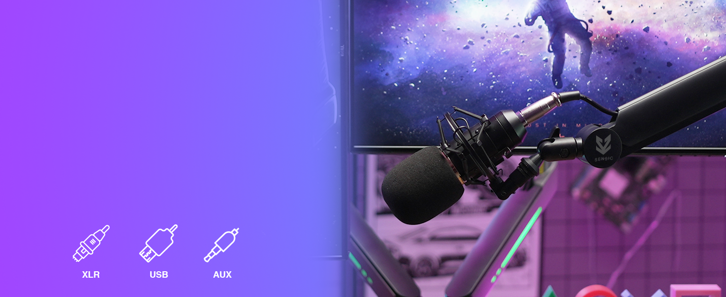 Підставка для мікрофона SENSIC SA-30 настільна з поворотним кріпленням, адаптер 3/8-5/8, універсальна, професійна, чорна