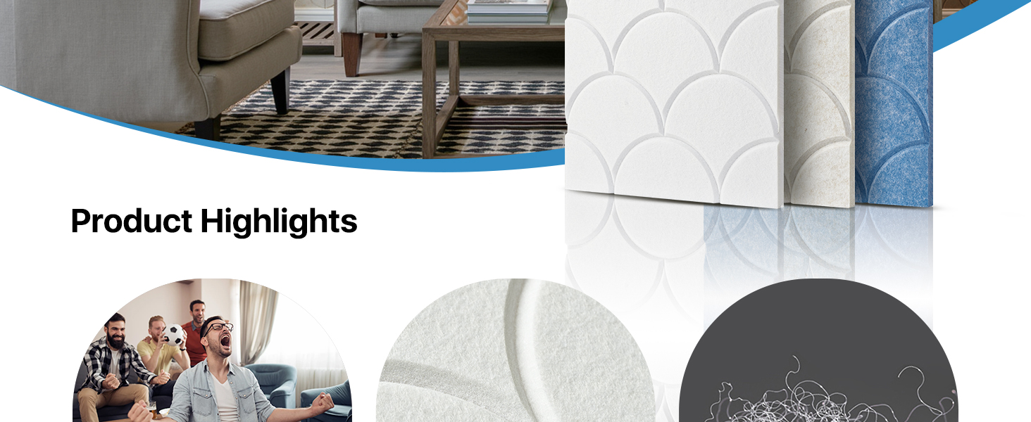 Акустичні панелі Soundsbay 12 шт., самоклейні звукопоглинаючі плити з поліестеру для шумоізоляції та декору стін, 30x30x0.9 см, білий колір