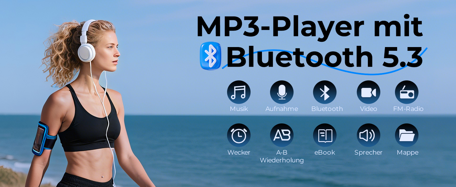 MP3 плеєр 64GB з Bluetooth 5.3 та екраном 2.4