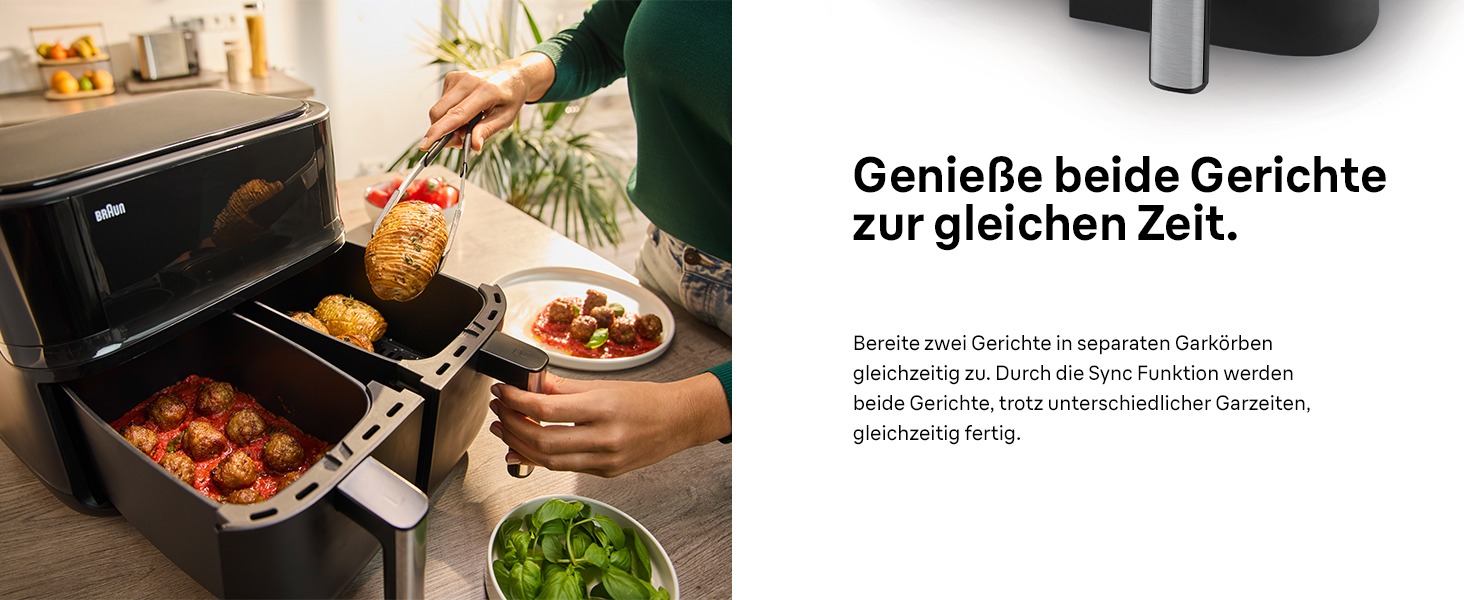 Фритюрниця електрична Braun TwinCook 3 TD3030IBK 8л (2 камери) з синхронізацією, 8 програм, чорна