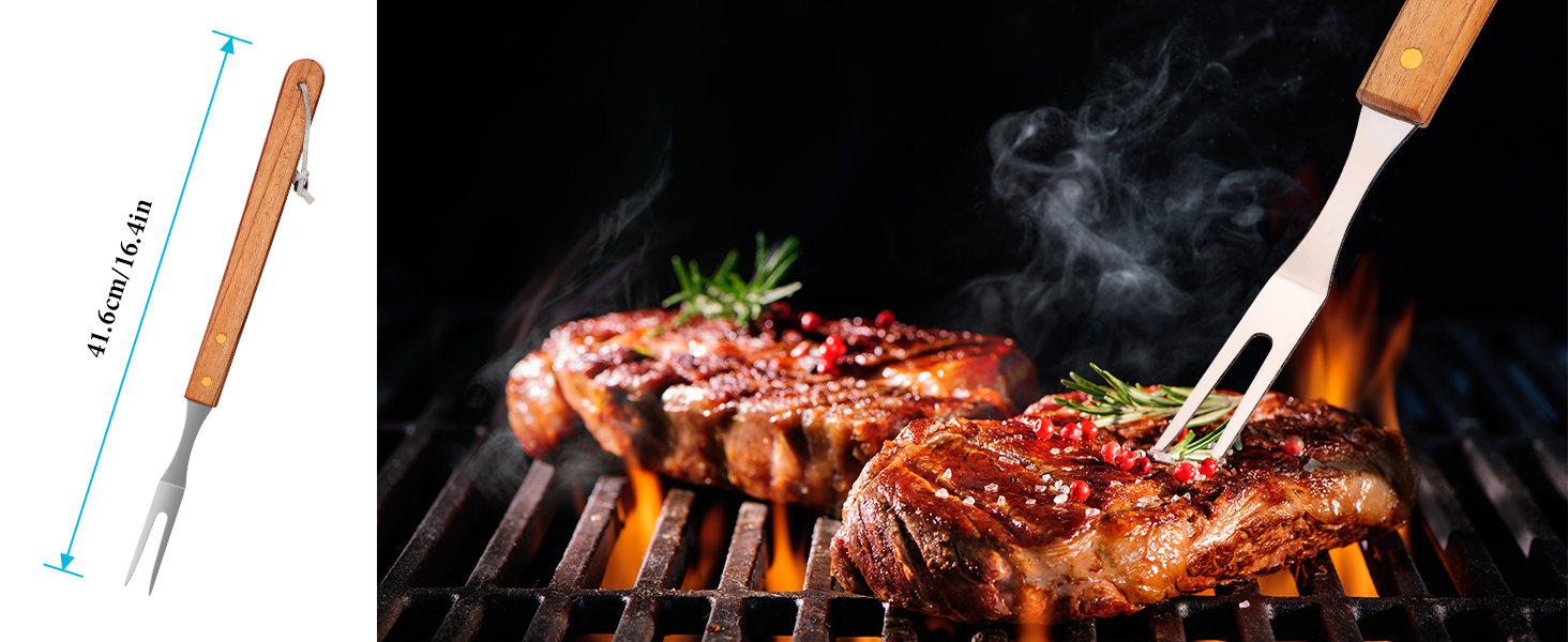 Набір аксесуарів для гриля 4 шт. з високоякісним гриль-посудом (щипці, лопатка, виделка, щітка та сумка) для приготування їжі на задньому дворі, кемпінгу та відпочинку на природі. Ідеальний подарунок для чоловіків.