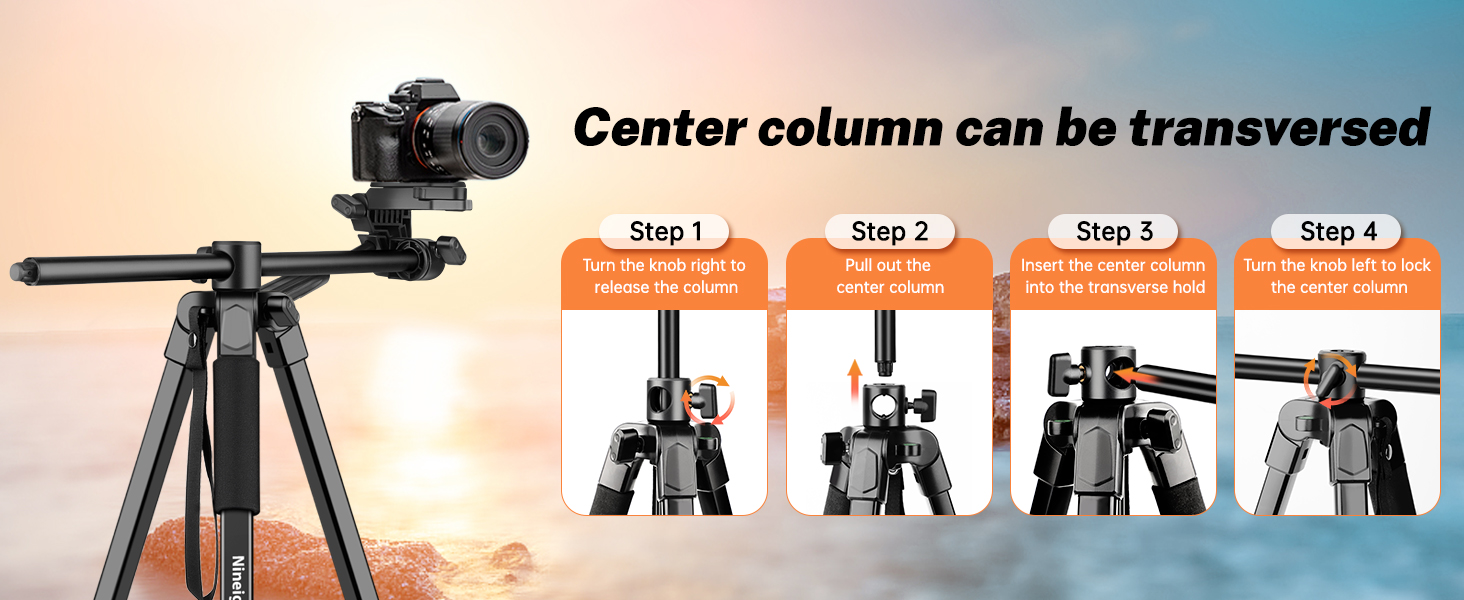 Штатив для камери та смартфона Nineigh, 190 см, з пусковим гачком, легкий алюмінієвий, з трьохсторонньою головкою, для iPhone/Samsung/Huawei/DSLR