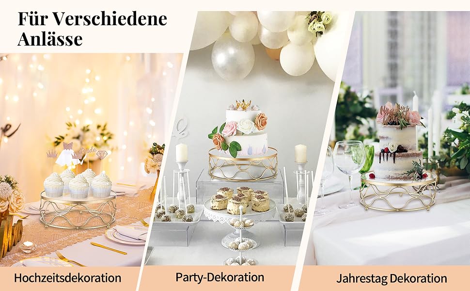 Золотий підставка для тортів NUPTIO: кругла, 30 см, для вечірок, днів народжень, хрестин, святкування