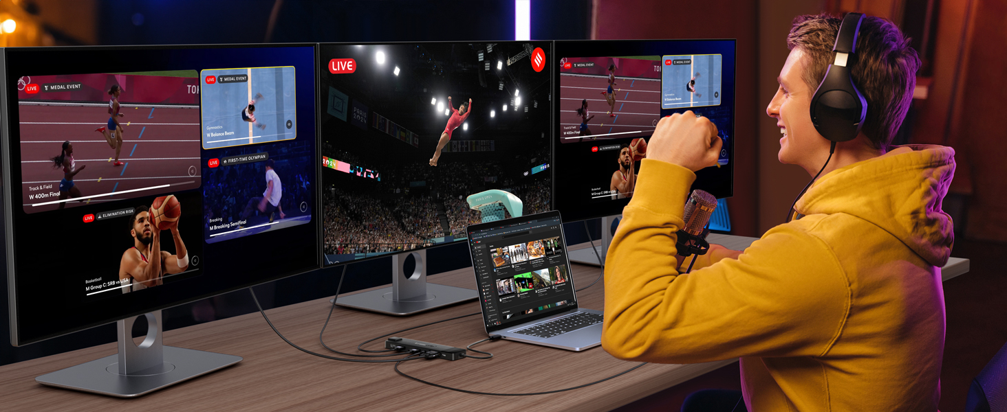 Док-станція USB-C хаб 13-в-1 з підтримкою 2 моніторів 4K HDMI, VGA, Ethernet, USB 3.0/2.0, PD 100W, SD/TF, AUX для Windows/Mac/Dell/HP