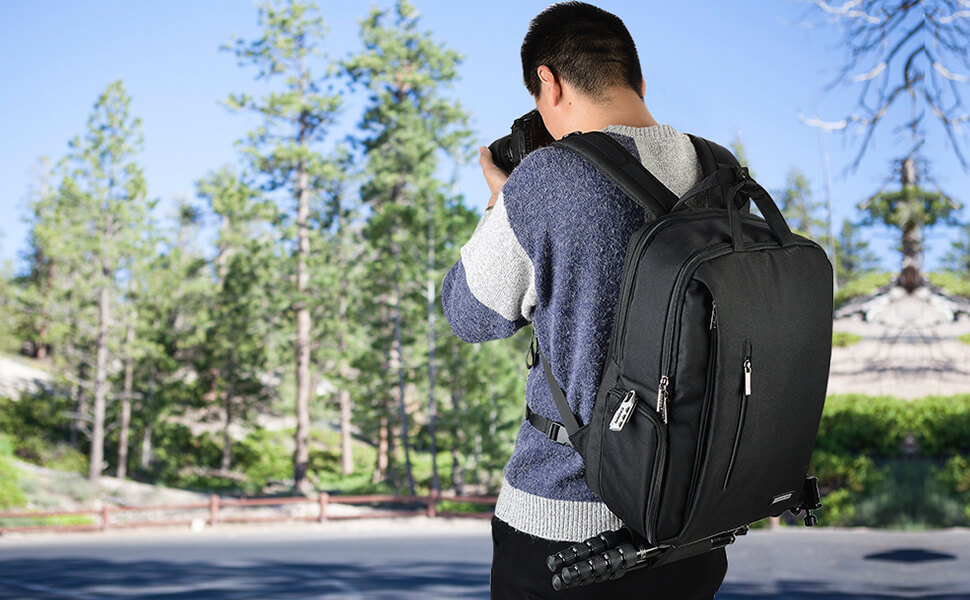 CADeN Рюкзак для фотокамери, водонепроникний, захист від крадіжок, відділення для ноутбука 15.6'', USB-порт, для DSLR Canon Nikon Sony
