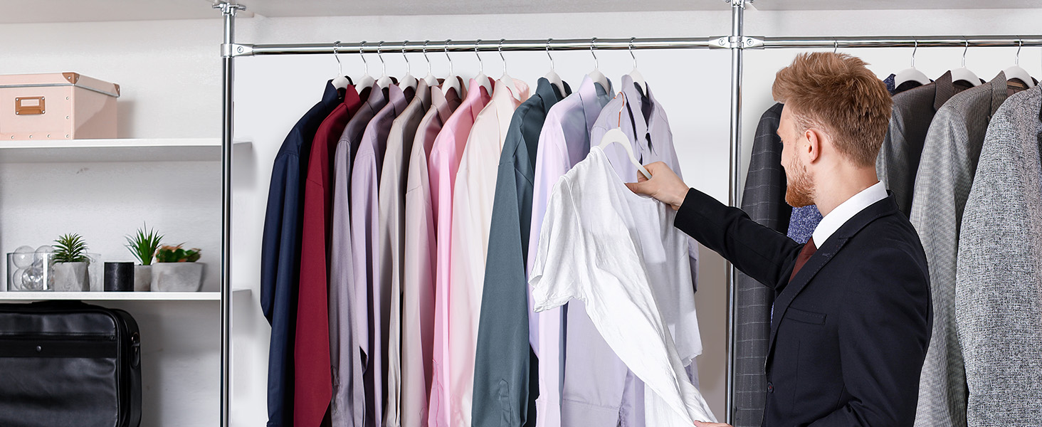 Набір вешалок для одягу HOUSE DAY, 50 шт., велюрова поверхня, нековзкі, обертовий гачок 360°, для сорочок, костюмів, пальто, светрів, штанів, білий