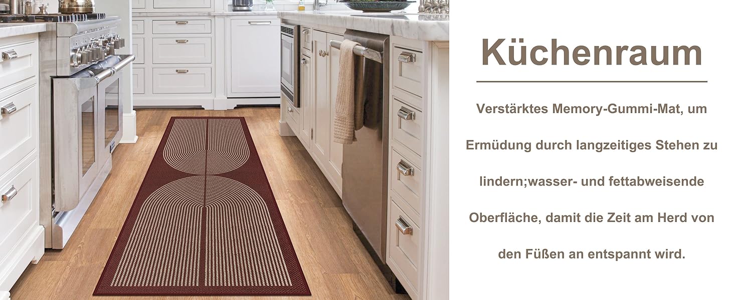 Килимок для підлоги/коридору 80x200 см з джуту, кухонний килимок, миючий, неслизький, для кухні, спальні, балкону (червоний)