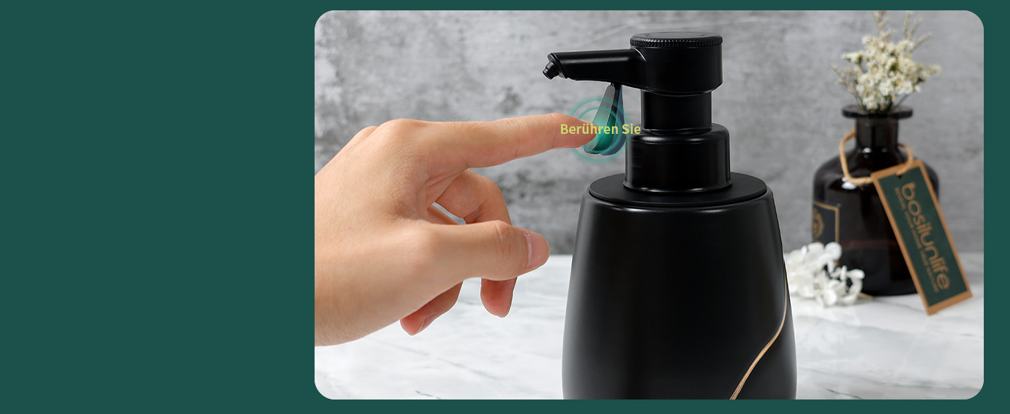 Автоматичний дозатор для мила Bosilunlife 560 мл, сенсорний, електричний, білий - для кухні та ванної кімнати, водонепроникний IPX5