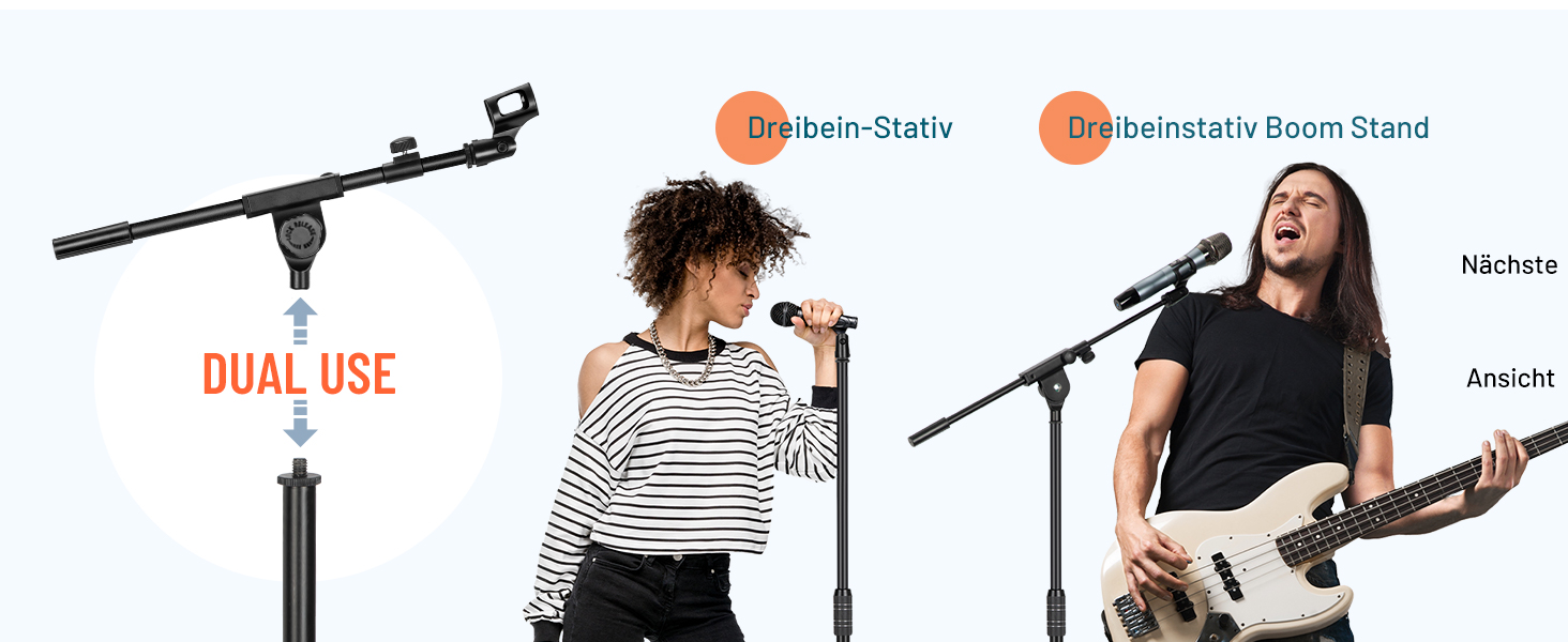 Підставка для мікрофона 2-в-1 з кабелями та сумкою, CY0311 – для вокалу, сцени, конференцій та презентацій