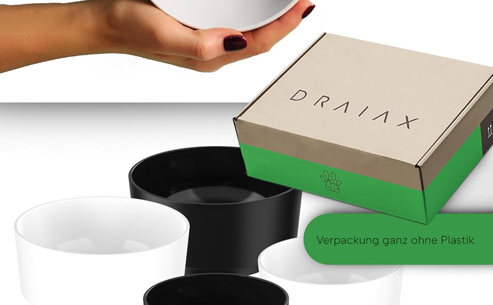 Миска для собак Draiax ElegantFeed M з кераміки – чорна, з матовим зовнішнім та глянцевим внутрішнім покриттям