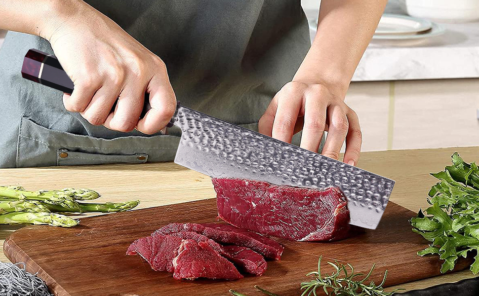 Кухонний ніж Nakiri FINDKING з дамаської сталі, 18 см, восьмигранна ручка з епоксидної смоли, з ABS-чохлом, професійний овочеріз Eternity